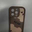 Jusy Compatible with iPhone 15 Pro Case, Cute Bear Pattern Soft Gel Rubber TPU Case, Full Camera Protection & Edge Lips Strengthen Shockproof Cover for Women Men, Brown