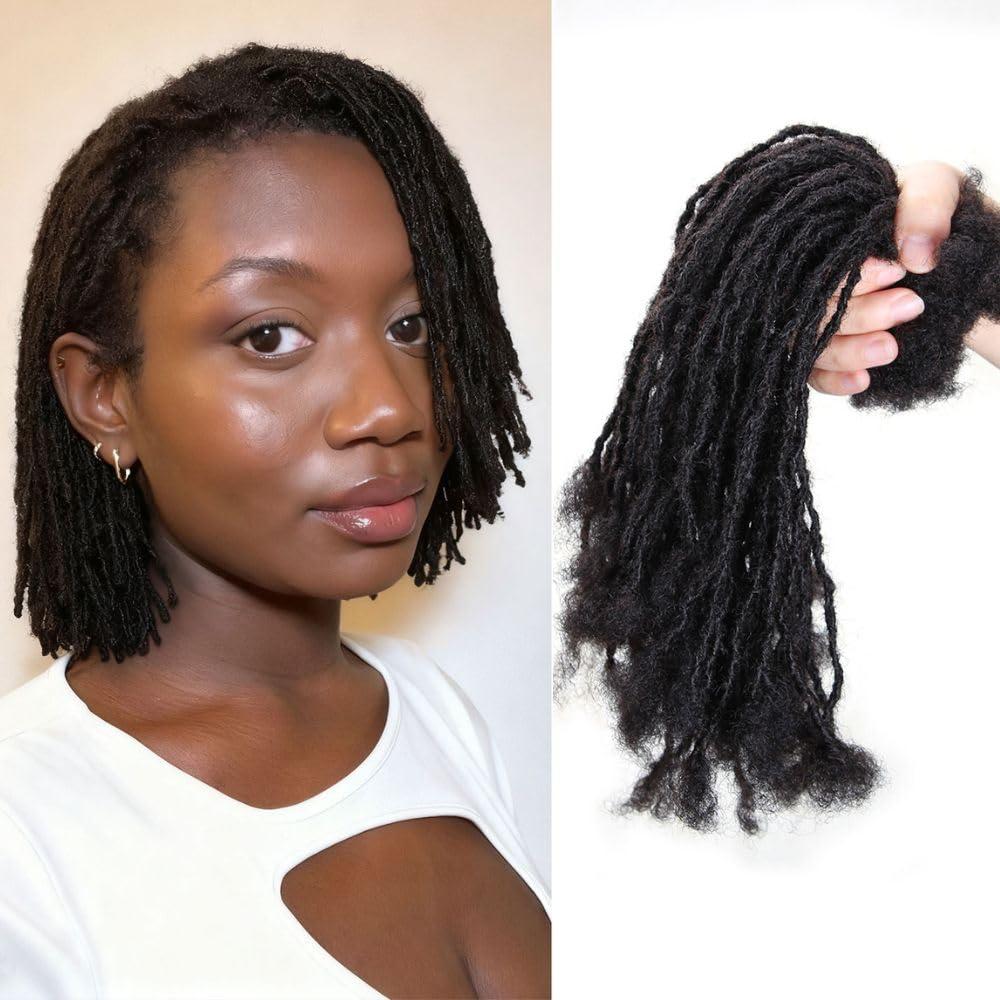 8 inch 40 Stands Sisterlocks Loc Extensions Human Hair, 0.2cm Width 100% Human Hair Micro Dreadlock Extensions, Soft Human Hair Dreads Extensions, Natural Black (8 inch 40 Strands, 1B 0.2cm)