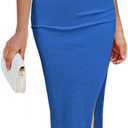 Pink Queen Women's Dresses Crew Neck Sleeveless Cutout Side Slit Bodycon Midi Party Dress (Blue, L)