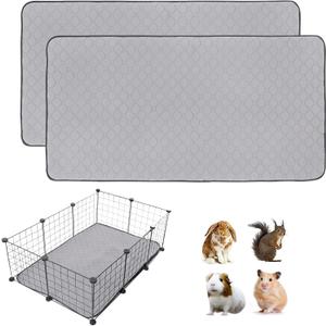 2Pack Guinea Pig Cage Liners, LWYMX 24''X36'' Washable Guinea Pig Pee Pads, Non Slip Reusable Super Absorbent Guinea Pig Training Mat Bedding Fleece for Small Animals Hamster Rabbit Chinchilla Rat