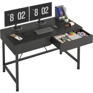 VERMESS Small Desk with Wood Drawers, 40 Inch Computer Desk for Bedroom, Vanity Makeup Desks, Kids Desks for Small Space with Storage for Home Office, Study Writing Simple Computer Table, Black