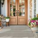 Collive Black and White Outdoor Rug 4'x 6', Patio Rug Washable Small Living Room Rug, Farmhouse Cotton Woven Area Rug Layered Welcome Doormat Floor Carpet for Front Door Bedroom