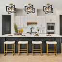 Semi-Flush Mount Ceiling Light - Modern Industrial Light Fixture Black and Gold,4-Light Candelabra Lighting Ceiling Lamp for Kitchen Foyer Entryway Hallway Bedroom Closet
