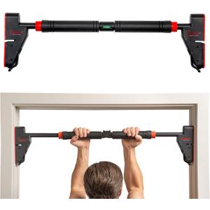 Sunny Health & Fitness Adjustable Doorway Pull Up Bar  Chin Up Bar for Home Gym Training (Dark Grey)