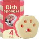 4pcs Scrub Sponges, Dual-Sided Temperature-Controlled Dish Sponges, Scratch-Free, Easy to Clean, Kitchen Cleaning Sponges for Tough Stains, Delicate Surfaces, Glassware, Cookware, Appliances