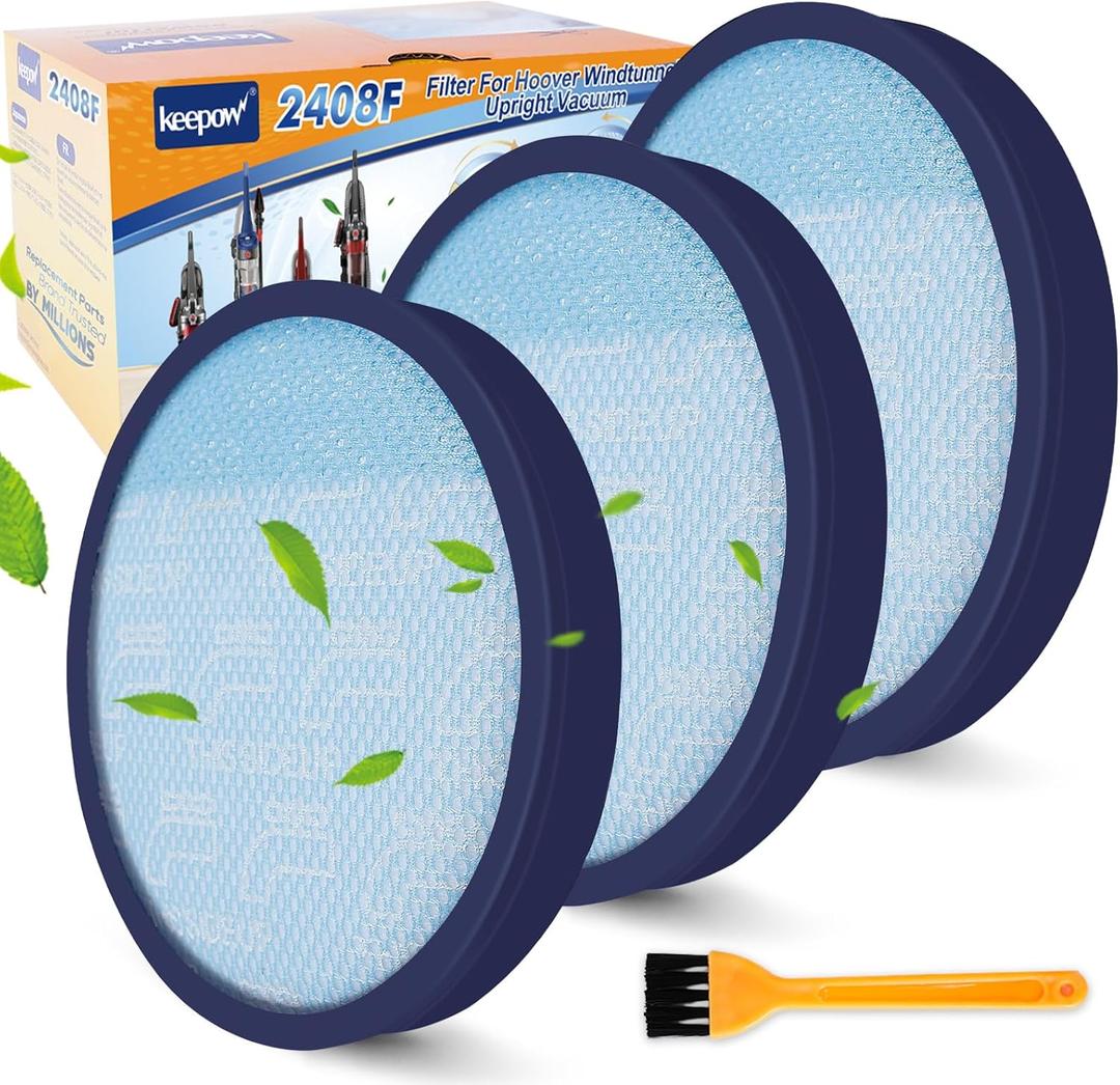 KEEPOW 304087001 Vacuum Filters for Hoover Windtunnel Vacuum UH71250, UH71255, UH72600, UH71230, UH70825, UH72630, UH72625, UH70832, UH70820, UH70830, UH70800, HEPA Washable And Reusable, 3 Pack (3+1 Pack)