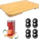 Appliance Slider 360 Rolling Tray for Coffee Maker Bamboo Coffee Pot Slider Tray Countertop Rotation Sliding with Wheels, Small Appliances Mat Natural(Small 13.9"9.4")
