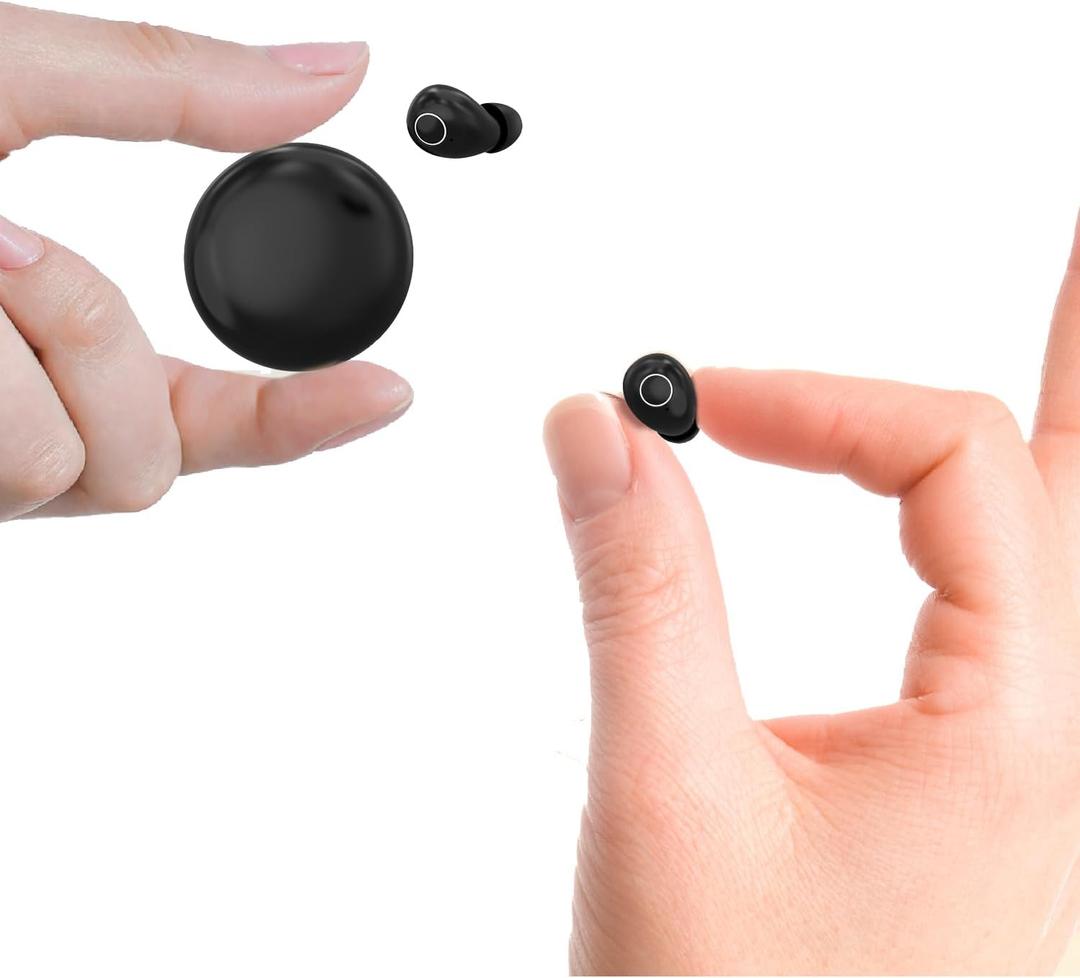Xmenha Small Mini Invisible Earbuds Wireless Bluetooth for Small Ears Low Profile Tiny Discreet Hidden Sleeping Earbuds for Work Sleep Ear Buds Invisible Headphones Buds Black