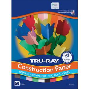 Tru-Ray Heavyweight Construction Paper, Standard Assorted Colors, 12" x 18", 50 Sheets