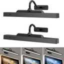 Wireless Picture Lights 12", 4400mAh Battery Powered Cordless Wall Lights, 2Pack Dimmable Remote Timer for Painting Artwork Living Room (Black)