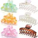 ISCRM Flower Hair Claw Clips for Women Girls, Cute Big Claw Clips for Thick/ Thin Hair Claws, Plumeria Hibiscus Hawaiian Flower Hair Clips for Hair, Summer Beach Hair Accessories Gifts (Polychrome)