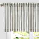 jinchan Linen Striped Valance Window Treatment for Bathroom Living Room Light Filtering Ticking Stripe Farmhouse Valance Curtain 16 Inch Rod Pocket 1 Panel Black on Beige