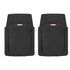 Motor Trend FlexTough Plus-2 Piece Front Car Floor Mats- Black Contour Liners-Deep Dish Heavy Duty Rubber Floor Mats for Car SUV Truck & Van-All Weather Protection, Universal Trim to Fit
