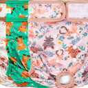 wegreeco Washable Female Dog Diapers Highly Absorbent Reusable Diapers for Dog in Heat Period, 3 Pack (Deer, Large) (Large (15"-17" Waist))