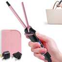 Ukliss Mini Curling Iron for Short Hair Dual Voltage Ceramic Travel Small Curling Iron 3/8 Inch Barrel Curler Portable with 30S Fast Heating, 5 Temps for Global (3/8 Black with EU/UK Plug Adapter)