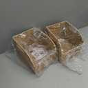 OIAHOMY Pantry Baskets for Organizing, Paper Rope Baskets with Built-in Handles, Wicker Storage Bins for Shelves, 2 Pack-Yellow (Natural)