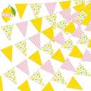6PCS Lemon Party Decorations Pennant Banners Pink and Yellow Triangle Flags Garland Lemonade Stand Supplies Summer Birthday Baby Shower Decor