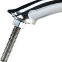 Amarine Made 2-Pack Polished Stainless Heavy Duty Oval Boat Marine Grab Handle Hand Rail with Flange & Stud (24")