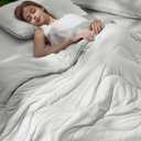 Bedsure Cooling Comforters Queen Size Set 4 Pieces, Grey Cooling Blanket for Hot Sleepers, Double-Sided Cool Tech Queen Bedding Set with Breathable Lightweight Comforter, Sheet & Pillowcases