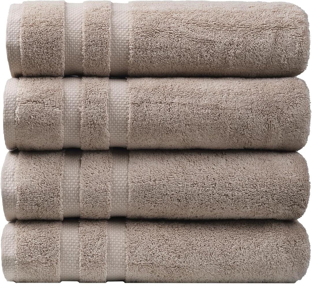 SOFE H&L | Olea Luxury Cotton Turkish Bath Towels Set of 4 Sand | Premium, Soft, Durable, Absorbent | Hotel Quality Plush Towels and Thick Towel Sets, 54"L x 27"W 