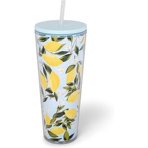Mary Square SH00058 Bright Yellow Lemon Love Citrus 26 ounce Acrylic Travel Tumbler with Straw For Iced Coffee or Water Mary Square SH00058 Bright Yellow Lemon Love Citrus 26 ounce Acrylic Travel Tumbler with Straw For Iced Coffee or Water