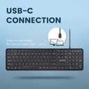 Perixx PERIBOARD-210C Wired Full-Size USB C Keyboard with Quiet Scissor Keys - Compatible with Mac, iPad, Windows, Chromebook, Tablets, Desktop, and Laptops - Black - US English (PB-210CBUS-11729)