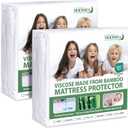 Twin Mattress Protector Waterproof 2 Pack, Skin Friendly and Breathable Twin Mattress Cover for Kids, Viscose Made from Bamboo Jersey Mattress Pad with 14" Deep Pocket (Twin)