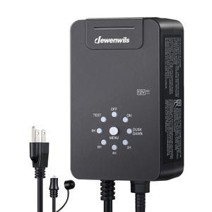 DEWENWILS 60W Low Voltage Landscape Transformer, 120V AC to 12V AC Outdoor Landscape Lighting, Dusk to Dawn Sensor & Timer, Weatherproof Low Voltage Transformer for Spotlights, Garden, Pathway