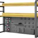 Desktop Hutch Bookshelf with Pegboard,Desk Organizer Shelf Bookcase, Countertop Storage Organizer Rack for Dorm Office Home Dormitory (Black, 95CM/37.4IN)
