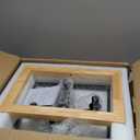 17.7 Inch Farmhouse Wood Chandelier for Dining Room, 4-Light Rustic Dining Room Light Fixtures Over Table with E12 Bases, Adjustable Hanging Light Fixture for Kitchen Island, Foyer, Entryway