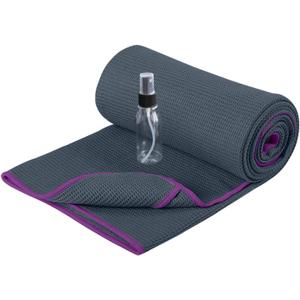 Heathyoga Hot Yoga Towel Non Slip, Microfiber Non Slip Yoga Mat Towel, Exclusive Corner Pockets Design, Dual-Grip, Sweat Absorbent, Perfect for Hot Yoga, Bikram, Pilates and Yoga Mats (72" x 26", Charcoal)