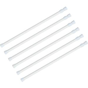 KXLife 6 Pack Spring Tension Rods for Windows 28 to 48 Inch, Adjustable Expandable Small Curtain Tension Rods No Drill for Kitchen, Bathroom, Doorway, Cupboard(White)