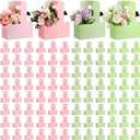 Reallnaive 100 Pack 2 Cup Disposable Drink Carrier for Delivery with Handle, Paperboard Coffee Holder for Mother's Day, Flower Bouquet Packaging, Takeout Cup Carriers for Dessert (Pastel Color)