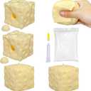 2Pcs Cheese Squishy Skin Stress Ball Making Kit - Easy Handmade Sensory Squishy Toys | Includes 2 Cheese-Shaped TPR Skins and 3.5 oz Filler; ASMR Craft Anxiety Relief Slow-Rising Cheese Squishies