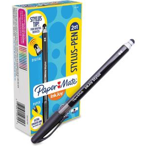 Paper Mate InkJoy 2 in 1 Stylus Ballpoint Pens, Medium Point, Black, Box of 12