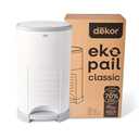 Diaper Dekor EKO Classic Diaper Pail, White | ONLY Eco-Friendly Diaper Pail Made with 70% Recycled Materials | Hands-Free: Step–Drop–Done | Cost-Effective Refill System