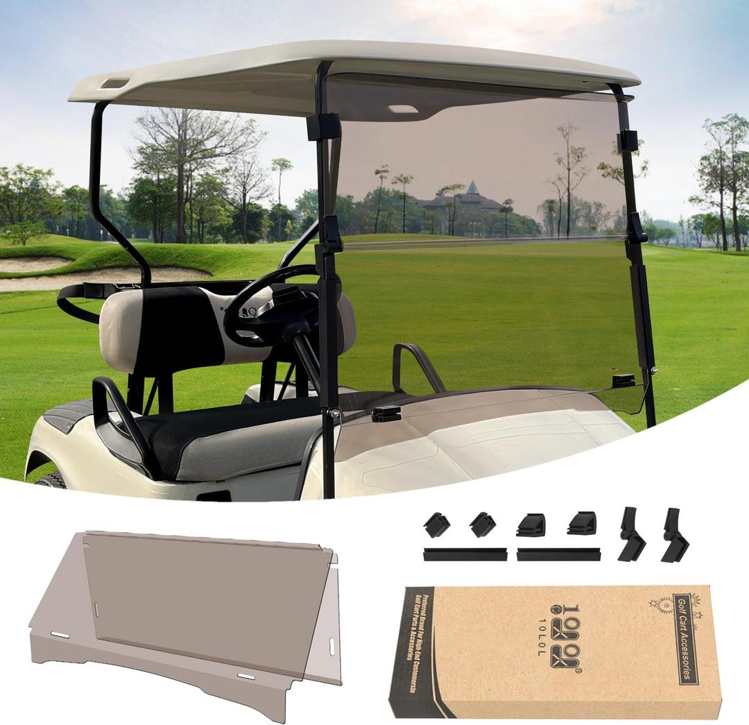 10L0L Golf Cart Windshield Compatible with EZGO TXT Windshield, Foldable & UV Protection Fit (1995-2013) EZGO TXT and Medalist Golf Cart Models- Tinted & Clear