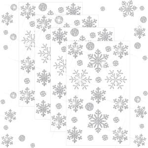 Epakh 84 Pcs Rhinestone Snowflake Stickers Winter Snowflake Stickers Decoration Crafts Glitter Crystal Decals for Winter Holiday Gift Decoration 4 Sheets (Silver)