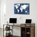 World Map Canvas Wall Art Office Wall Decor Modern Vintage Maps Picture Prints for Living Room Bedroom Navy Blue Retro Map of the World Painting Poster Artwork Framed Home Decorations 16x24 Gifts