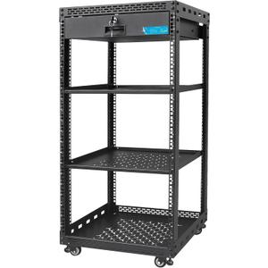 20U Server Rack Cabinet with Drawer & 2 PCS Full Size Rack Shelves - Integrated Top/Bottom Panels, 4 Rolling Wheels for 19" Equipment & Home Lab Studio