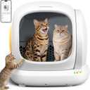 MeoWant Self-Cleaning Cat Litter Box, 75L Extra Large Open Automatic Cat Litter Box for Multi Cats, Integrated Safety Protection/APP Control/Odor Removal Smart Box with Mat & Liner (Yellow)