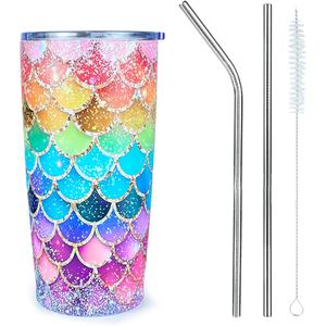 Mermaid Tumbler 20oz Stainless Steel Insulated Coffee Tumbler Travel Coffee Mug For Women Men