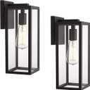 Bestshared Outdoor Wall Lantern, Anti-Rust Exterior Wall Sconce Light Fixtures, Front Door Mount Light, Outdoor Lighting Fixture, Black Wall Lamp with Clear Glass (Black, 2 Pack)