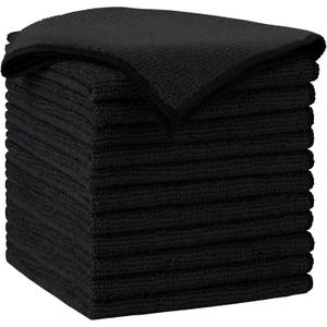 AIDEA Microfiber Cleaning Cloth-12PK, Soft Microfiber Towels for Cars, Absorbent Cleaning Rags, Lint-Free Streak-Free Wash Cloths for House, Kitchen, Window(12in.x12in), Black