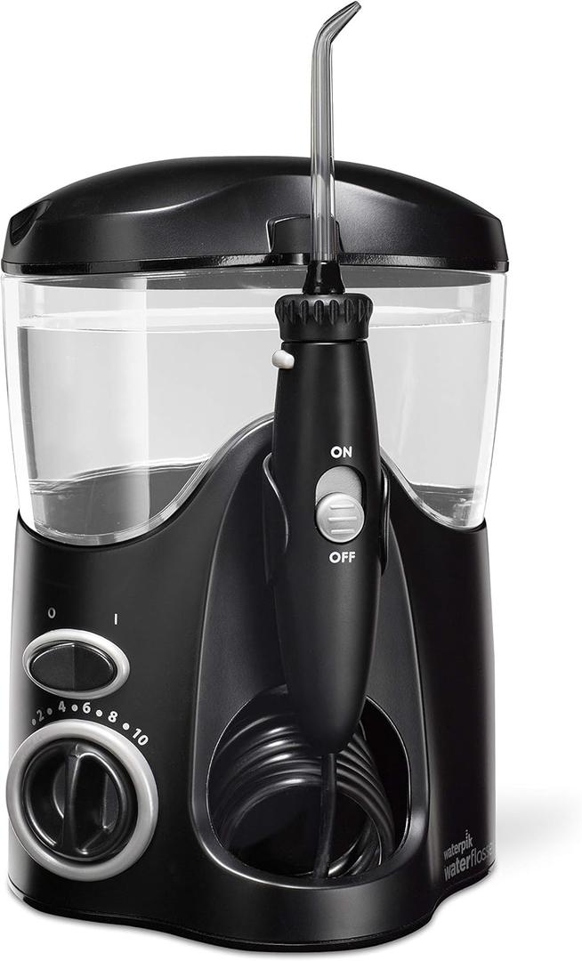 Waterpik Ultra Water Flosser, Black - 90+ Seconds of Flossing Time - 10 Pressure Settings, 360-Degree Tip Rotation - Includes Six Tips & Built-in Tip Storage