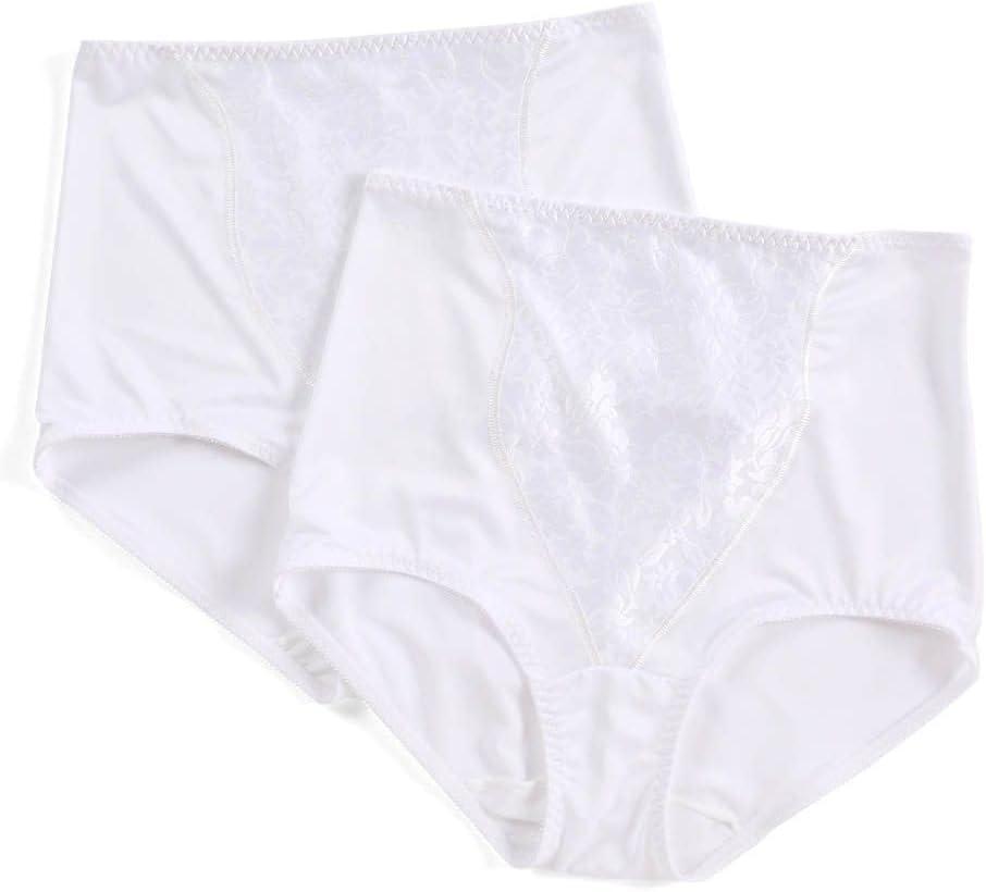 Bali Women's Shapewear Double Support Coordinate Brief with Lace Tummy Panel Light Control 2-Pack, White, X-Large