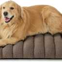 Lesure Cute Orthopedic Dog Bed for Extra Large Dogs, XL Waterproof Chic Flat Pet Beds with Removable Washable Cover, Fuzzy Thick Egg Crate Foam Pet Mat for Indoor Use (44" x 32", Brown)