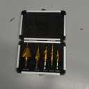 Step Drill Bits, 5PCS Spiral Grooved HSS Titanium Step Drill Bit Set, 50 Sizes High Speed Steel Step Bits for Metal with Aluminum Case