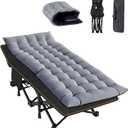 ABORON Camping Cot for Adult 28" Extra Wide, Heavy-Duty 1200D Oxford Cot for Sleeping, Portable Folding Camp Bed with Mat & Carry Bag (Fog)