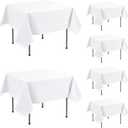 Enjoyidea Vinyl Tablecloth with Flannel Backing-4 Pack White 54x54 Inch Waterproof Square Table Cloth Dining Table Covers Plastic Outdoor Sheets-Wipeable Spillproof Oilcloths for Picnic Party Camping